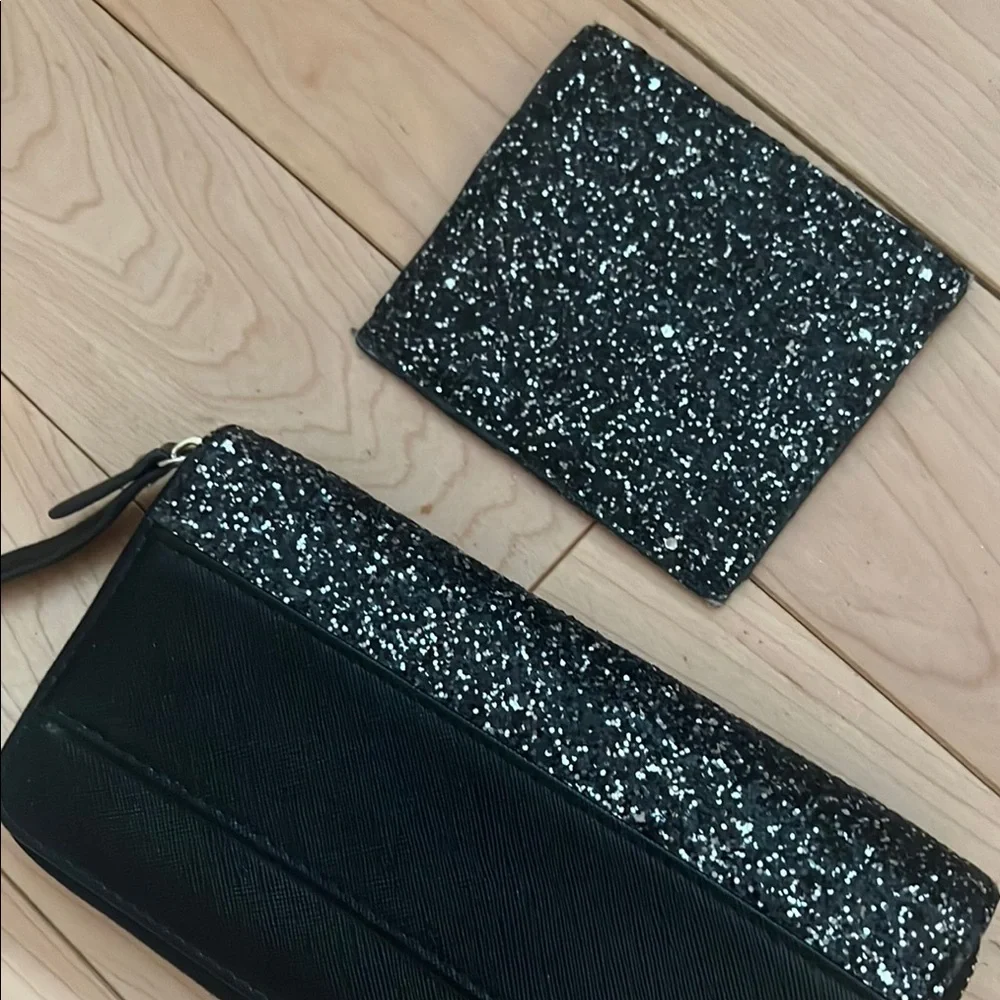 Kate Spade Black and Silver Glitter Wallet Set_7